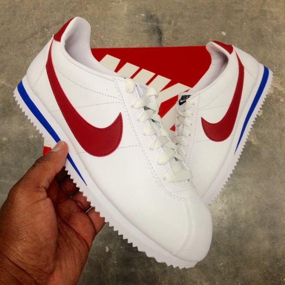 WMNS NIKE CLASSIC CORTEZ LEATHER WHITE RED BLUE - Picture 4 of 8